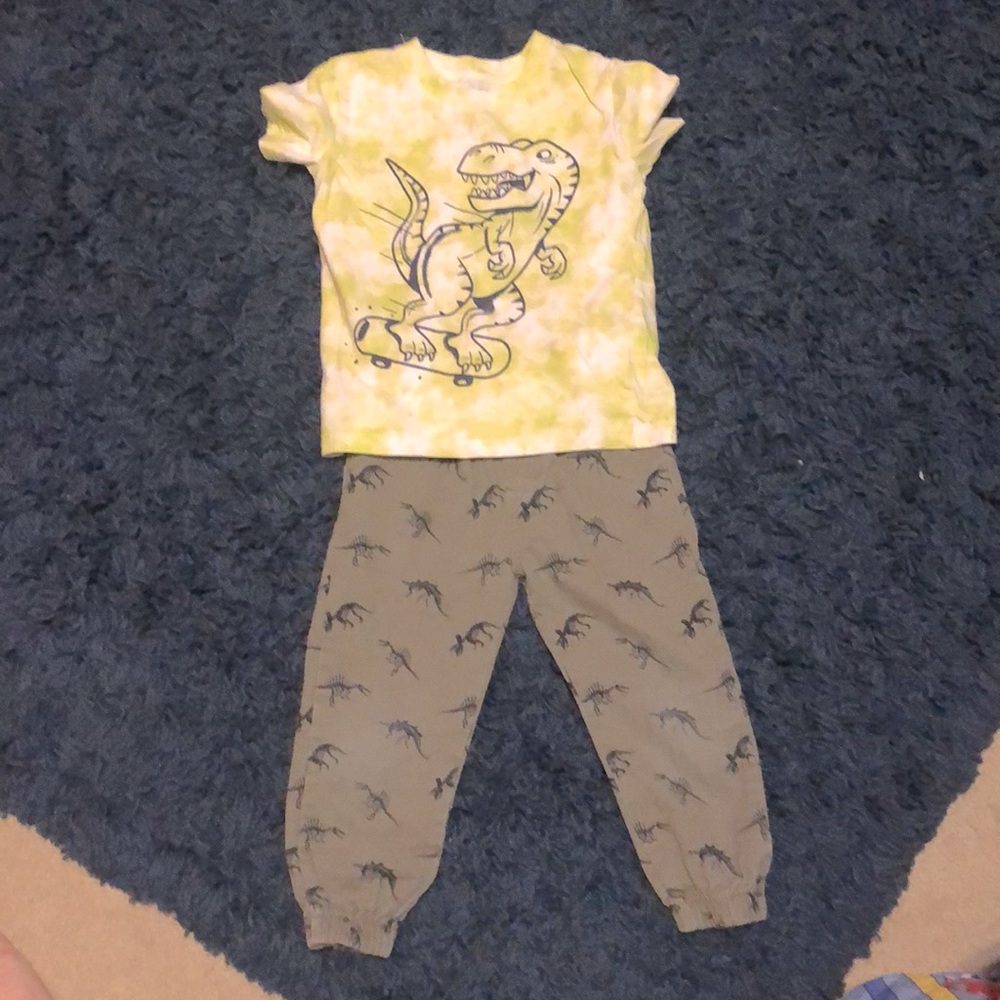 Cute Dino pants size 2T and dino tshirt size 2T